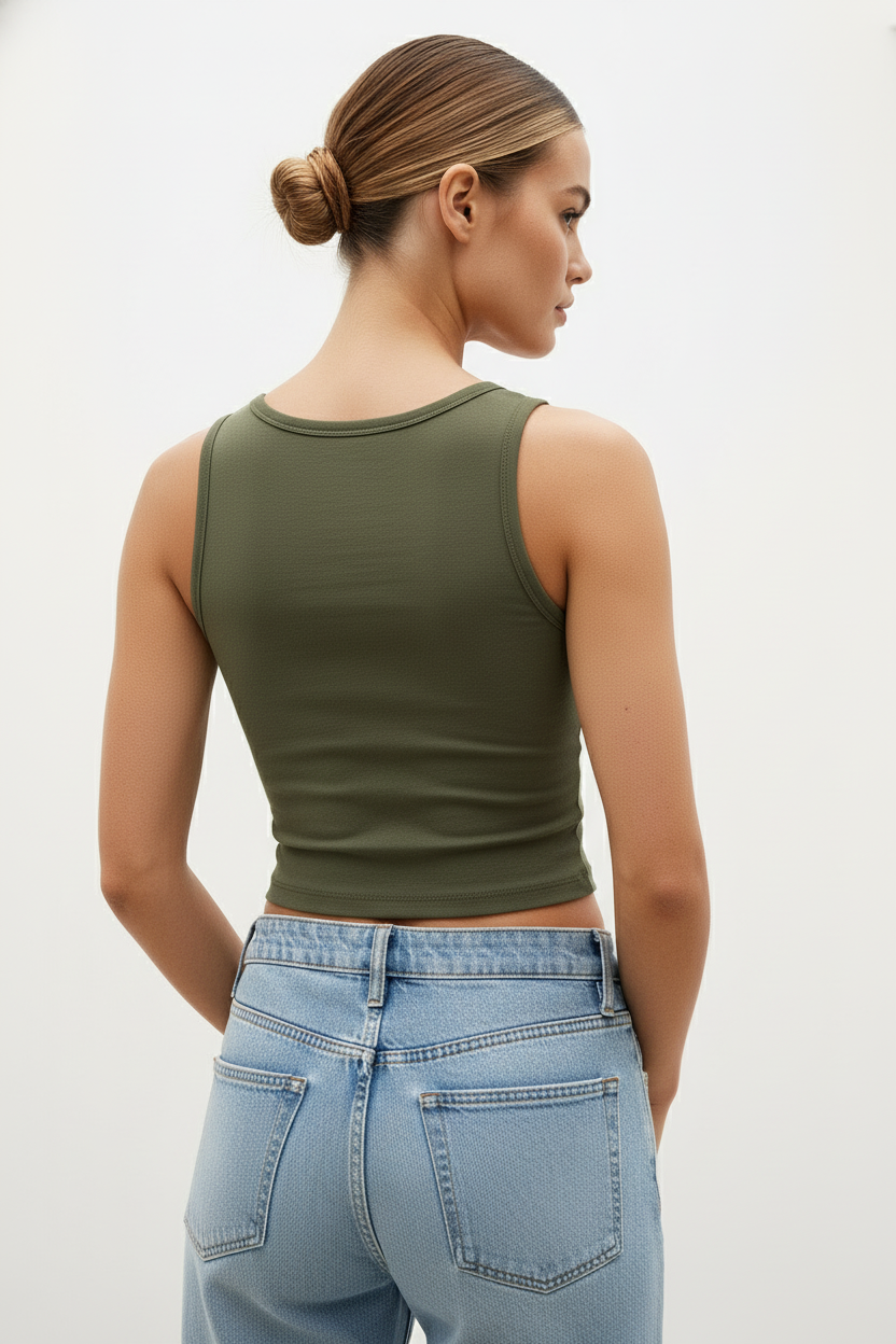 No-Bra Tank Dark Green